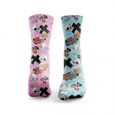 Multicolor workout F BURPEES GRAFFITI Blue and Pink socks – HEXXEE SOCKS