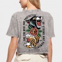 T-shirt femme Crop Oversize gris délavé PANTIGER | JUSTHANG