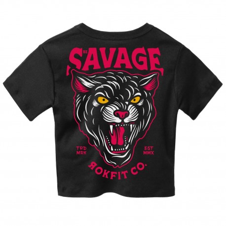 T-shirt femme Crop BE SAVAGE noir | ROKFIT