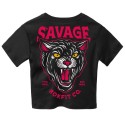 T-shirt femme Crop BE SAVAGE noir | ROKFIT