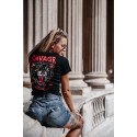 T-shirt femme Crop BE SAVAGE noir | ROKFIT