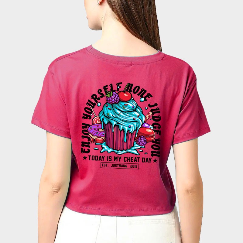 T-shirt femme Crop Rose CUPCAKE | JUSTHANG — Rose · Taille XS