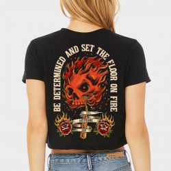 Black training crop T-shirt FLOOR ON FIRE | JUSTHANG