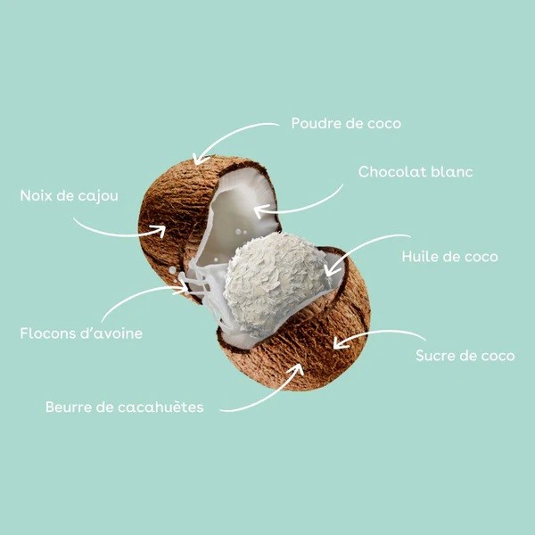 Monka Balls Coconut - Boite de 3energy Balls protéinées, Made in France — Coconut · Taille 3 x 18 Gr