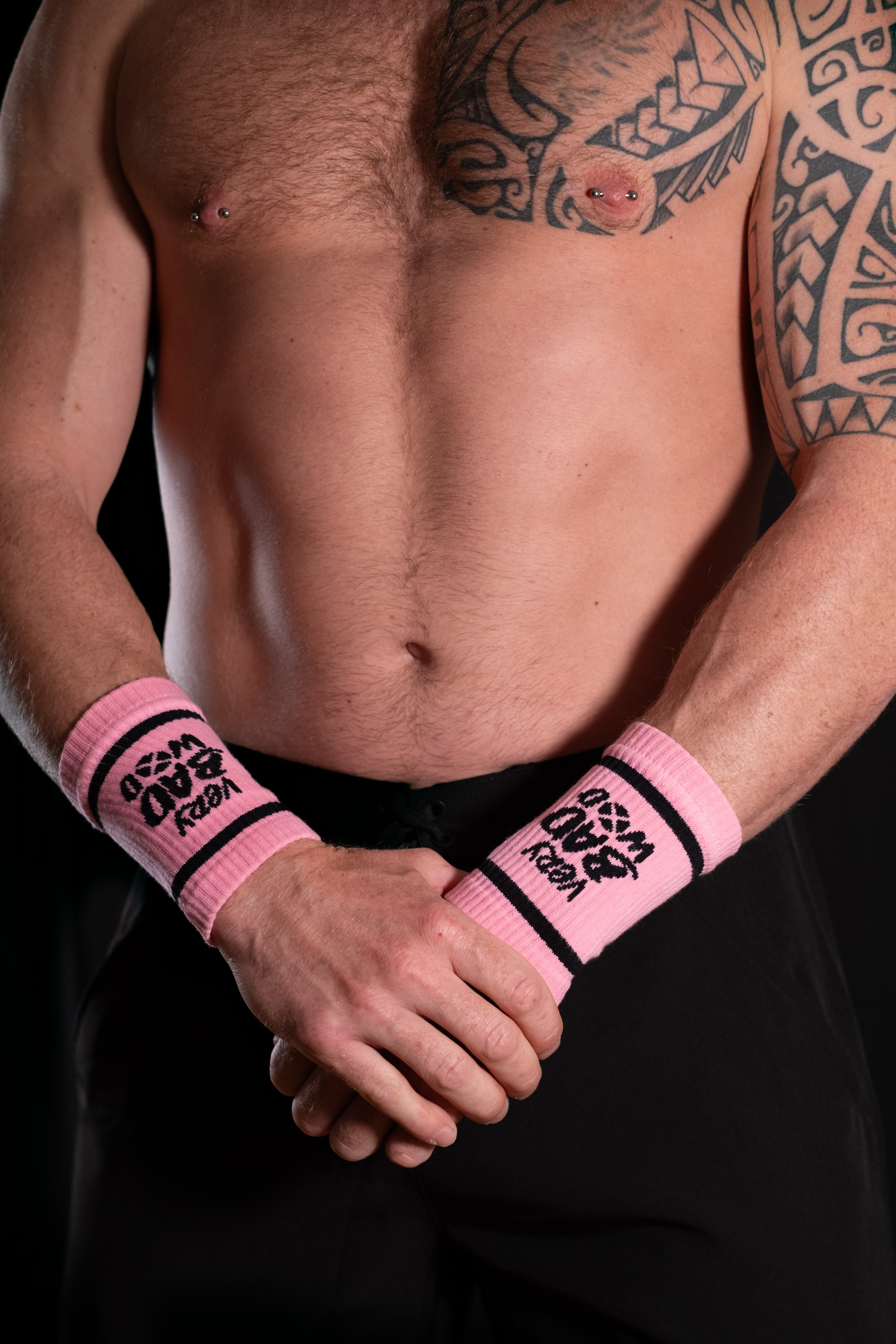Bandes de poignets rose intense - SWEATBANDS VERY BAD WOD — Rose · Taille TU