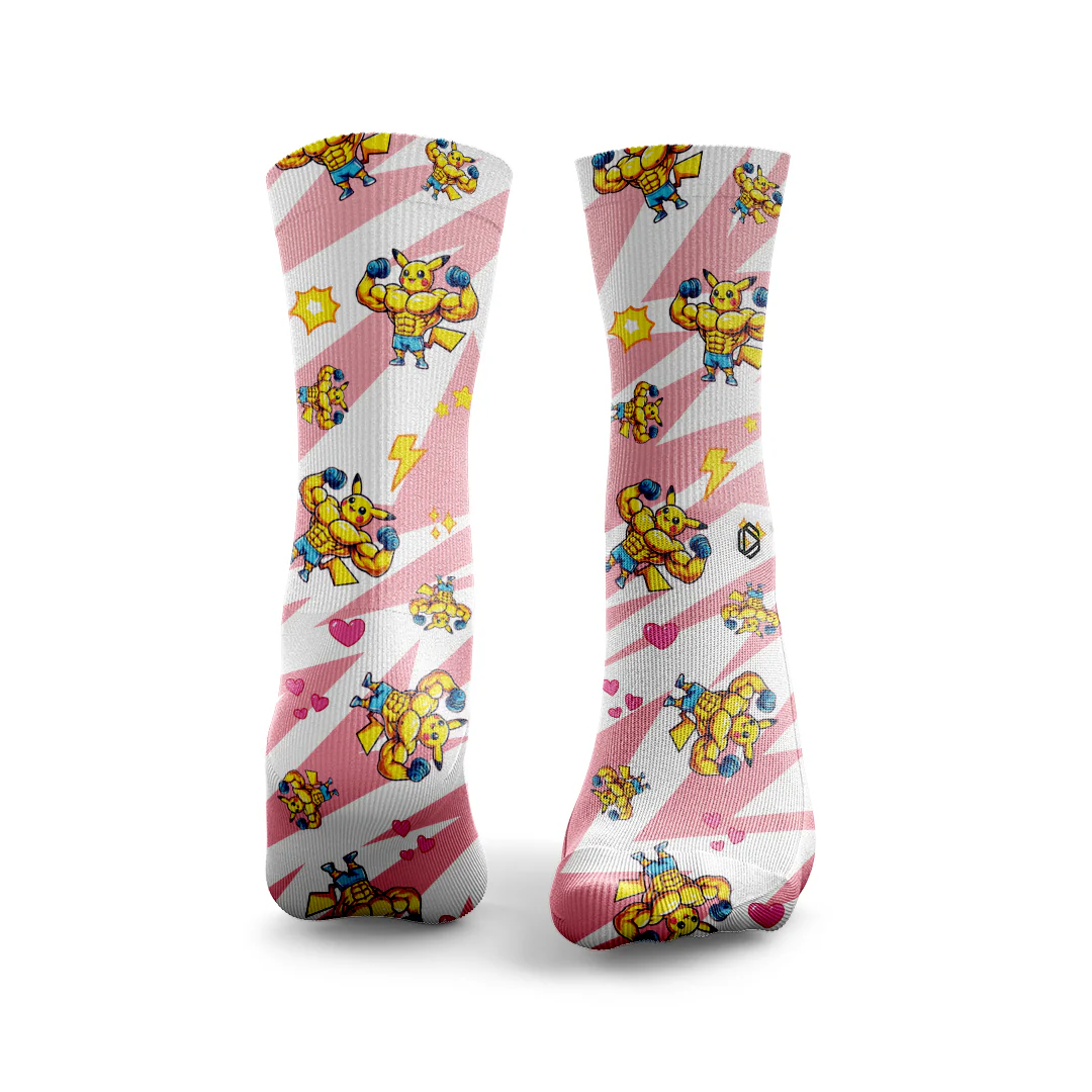 Chaussettes Anime Pika - Confort, Anti-Ampoules et Sportives — Blanc · Taille M (40-43)