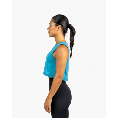 Tank crop top VELITES HOLO bleu Ultramarine – Respirant & stylé