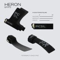 Maniques Heron Picsil noires portées sur barre pour grip workout