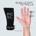 Maniques Heron Picsil noires portées sur barre pour grip workout