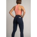 Vue profil du legging femme respirant bleu navy