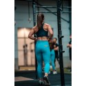 Legging femme bleu taille haute Barbell Regiment en action