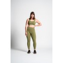 Détail taille haute du legging sport femme vert army Regy