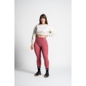 Détail taille haute du legging sport femme rouge light