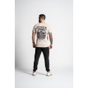 T-shirt training homme beige avec logo imprimé