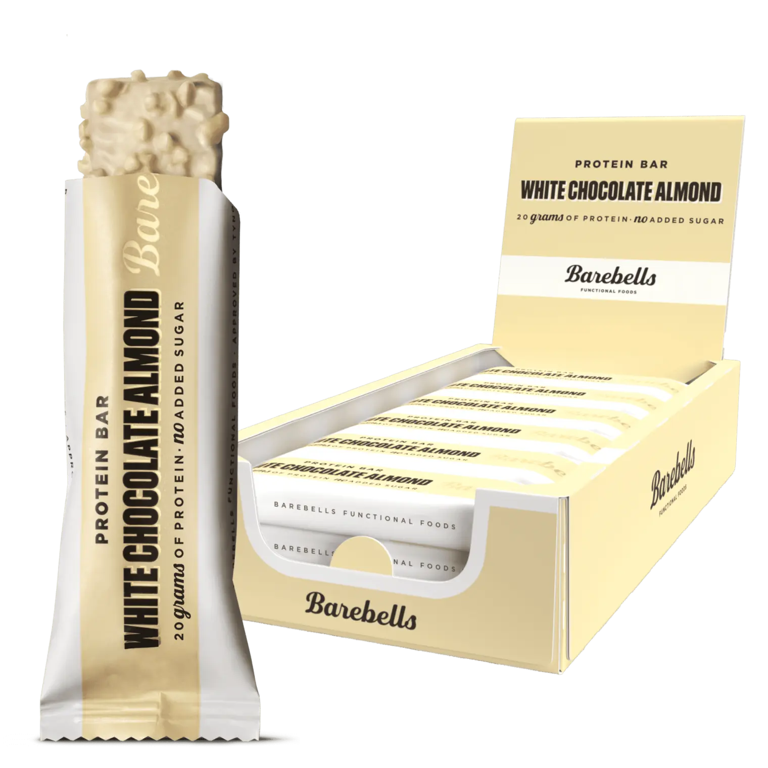 Pack de 12 Barres protéinées CHOCOLAT BLANC AMANDES | BAREBELLS — 12 x 55 Gr · Taille TU