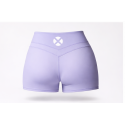 Short femme sport violet lilas Mindy logo blanc short femme sport