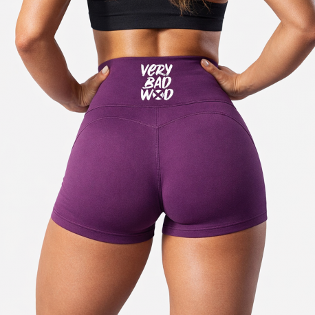 Short femme sport Frannie Very Bad Wod violet logo blanc CrossFit®