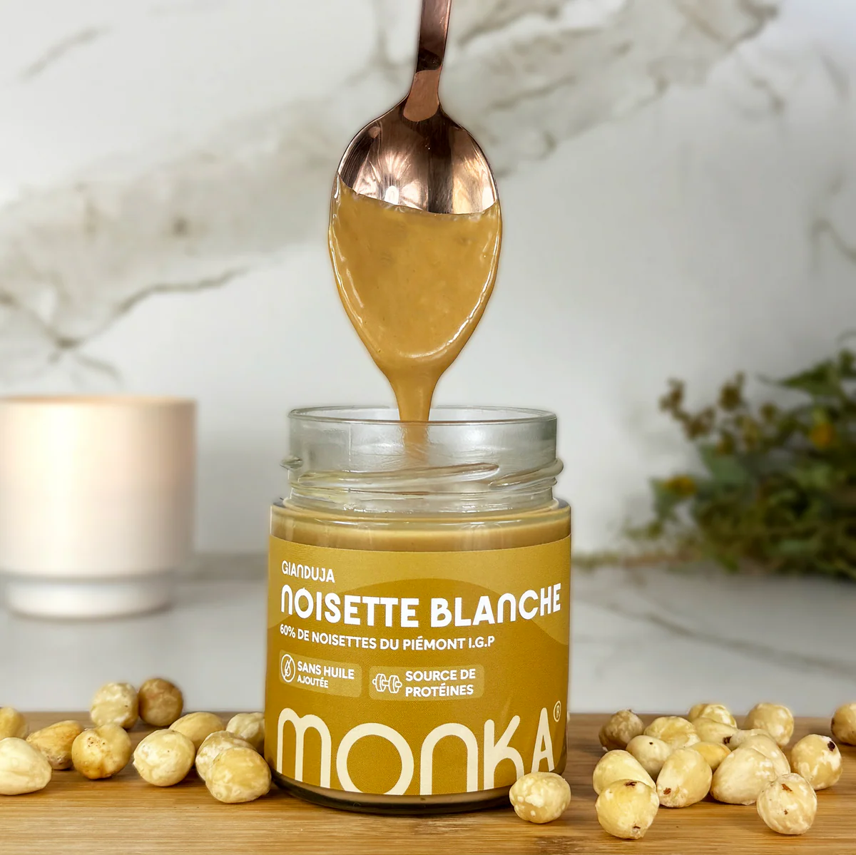 Pâte à tartiner GIANDUJA - Noisette Blanche 200 Gr| MONKA — Noisette Blanche · Taille 200 Gr