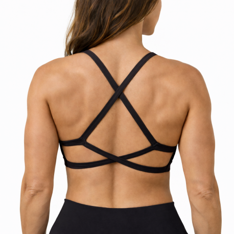 Brassière sport dos croisé noir fitness femme