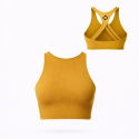 Crop brassière femme jaune moutarde Very Bad Wod pour CrossFit, training et yoga respirant