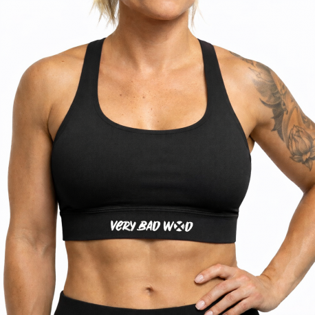 Brassière Helen noire femme Very Bad Wod pour CrossFit et fitness, maintien stretch confortable