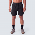 Short 2 en 1 PICSIL noir homme pour fitness et cross training, léger et respirant