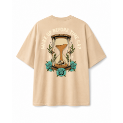 T-Shirt oversize unisexe brun grège WAKE UP BEFORE TIME CAP | VERY BAD WOD