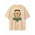 Unisex brown grege oversized T-Shirt WAKE UP BEFORE TIME CAP | VERY BAD WOD
