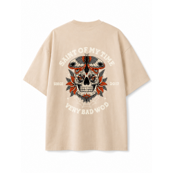 Unisex beige oversized T-Shirt SAINT OF MY TIME | VERY BAD WOD