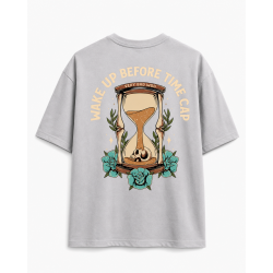 T-Shirt oversize unisexe vert de gris WAKE UP BEFORE TIME CAP | VERY BAD WOD