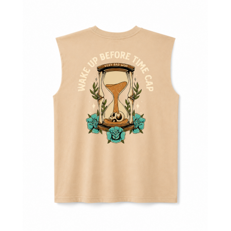 Muscle Tank Oversize Very Bad Wod Wake up before time cap brun grège Muscle tank sport