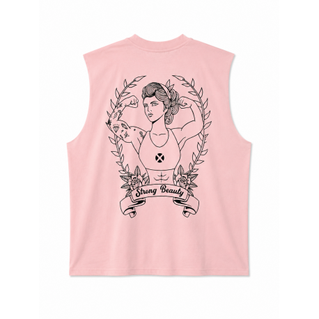 Muscle Tank Oversize Rose clair Strong Beauty Very Bad Wod