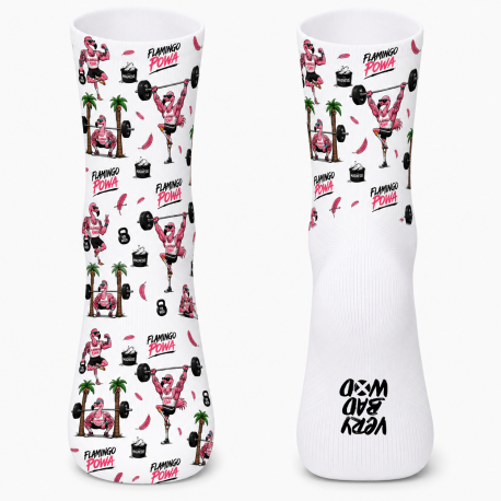 Chaussettes Very Bad Socks Flamingo Powa Blanc CrossFit