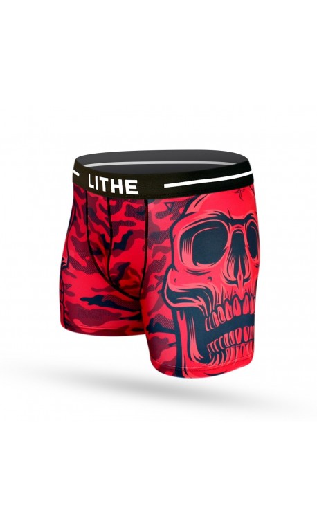 Caleçon Rouge RED SKULLS - LITHE APPAREL Caleçon Rouge RED SKULLS - LITHE APPAREL