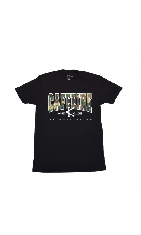 T-shirt Homme noir CAMO WEIGHTLIFTING T pour Athlète - CAFFEINE & KILOS