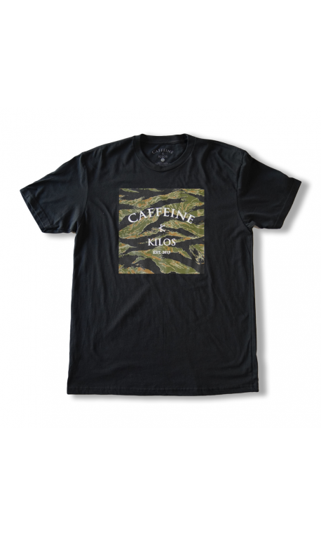 T-shirt black TIGER CAMO for men | CAFFEINE AND KILOS