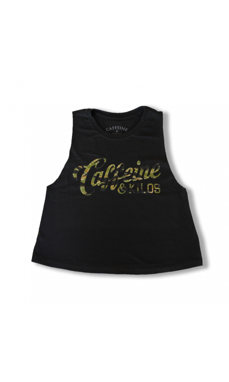 Training crop top script black TIGER CAMO for women | CAFFEINE AND KILOS Training crop top script black TIGER CAMO for women | CAFFEINE AND KILOS