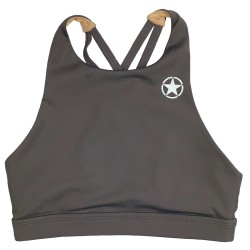 Training bra grey 4 STRAPS HIGH CHEST PEPPER for women | SAVAGE BARBELL