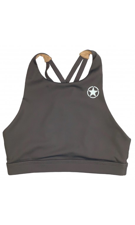Training bra grey 4 STRAPS HIGH CHEST PEPPER for women | SAVAGE BARBELL
