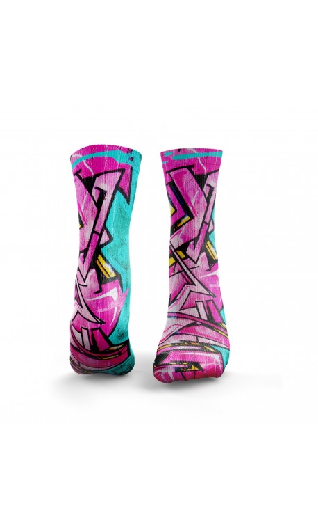 Multicolor workout GRAFFITI pink & blue socks – HEXXE SOCKS Multicolor workout GRAFFITI pink & blue socks – HEXXE SOCKS