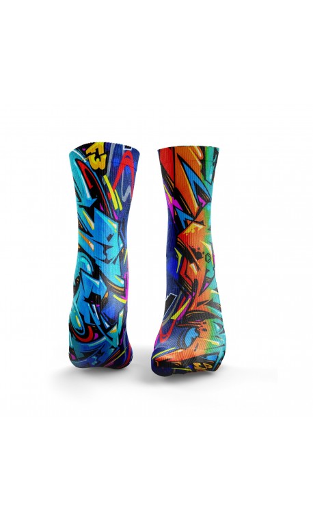Multicolor workout GRAFFITI orange & blue socks – HEXXE SOCKS Multicolor workout GRAFFITI orange & blue socks – HEXXE SOCKS