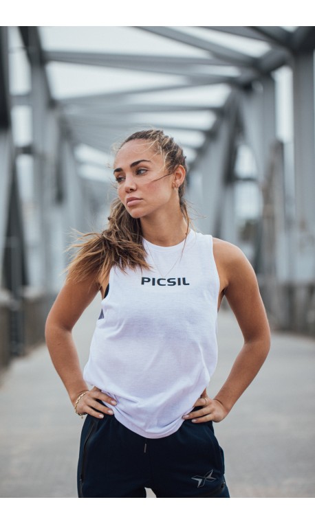 Training muscle tank white CORE for women | PICSIL