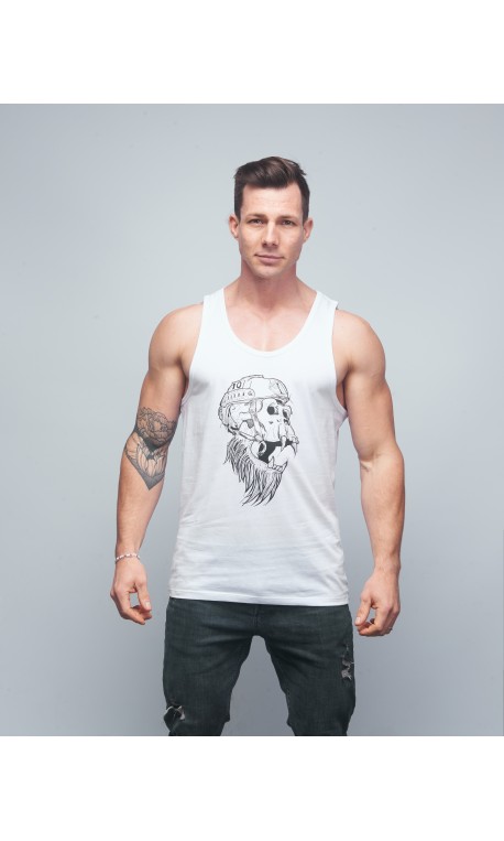 Training tank white GORILLA OPS for men | VERY BAD WOD x WILL LENNART TATOO