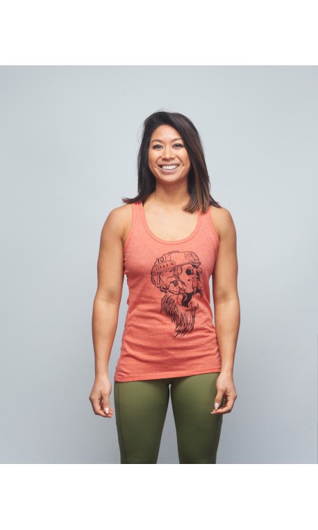 Women's tank heather red SKULL| VERY BAD WOD x WILL LENNART TATOO