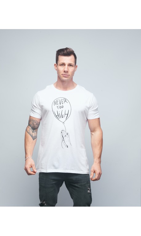 T-shirt unisexe blanc NEVER TOO HIGH | VERY BAD WOD x WILL LENNART TATOO