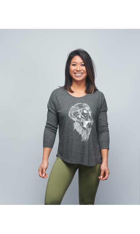 Training 3/4 sleeve t-shirt grey GORILLA OPS for women | VERY BAD WOD x WILL LENNART TATOO