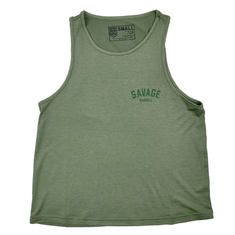 Débardeur large femme vert kaki RACERBACK pour athlète | SAVAGE BARBELL