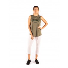 Training cross tank TIE-BACK green khaki for women | SAVAGE BARBELL