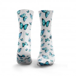 Chaussettes blanches BLUE BUTTERFLIES| HEXXEE SOCKS