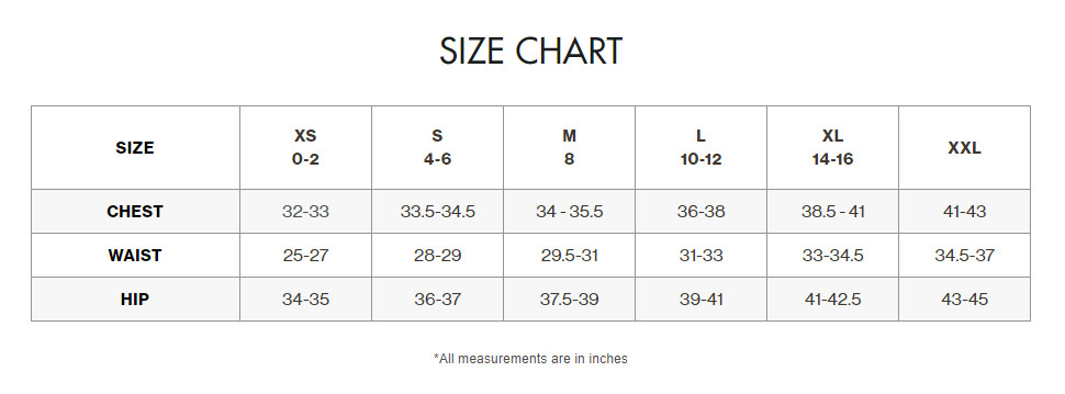 Size Chart Bra TYR